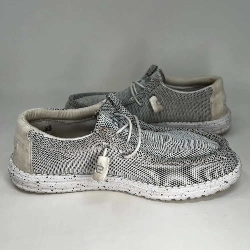 Hey Dude Wally Sox Stone White Slip On Shoes Mens Size 8